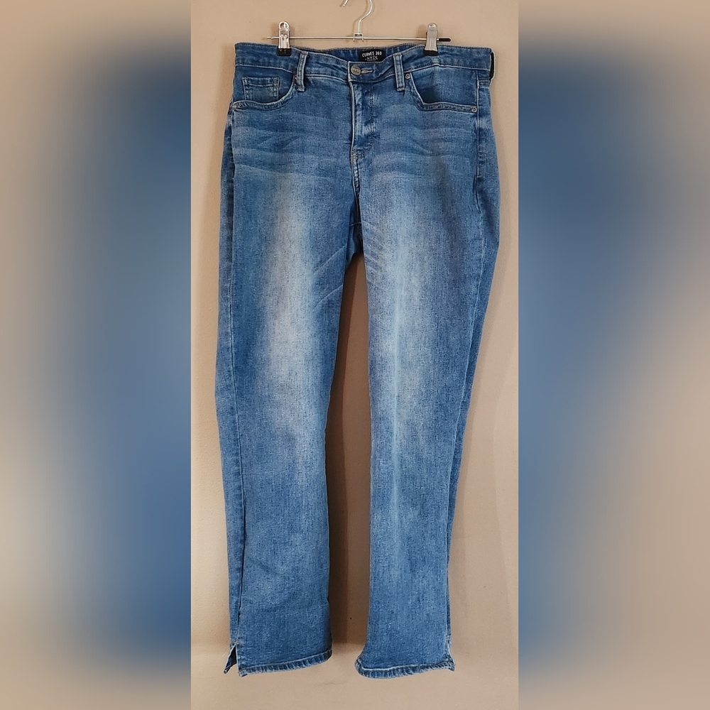 Curves 360 By NYDJ Shape Slim Straight Jeans With Side Slits - Size 8 Regular